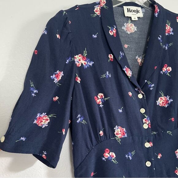 Rouje Navy Floral Midi Dress - Picture 5 of 6